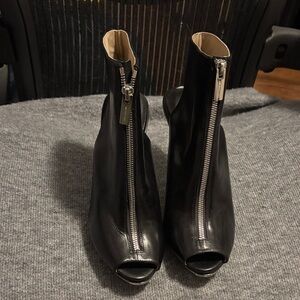 Michael Kors Black Peep-Toe Ankle Boots